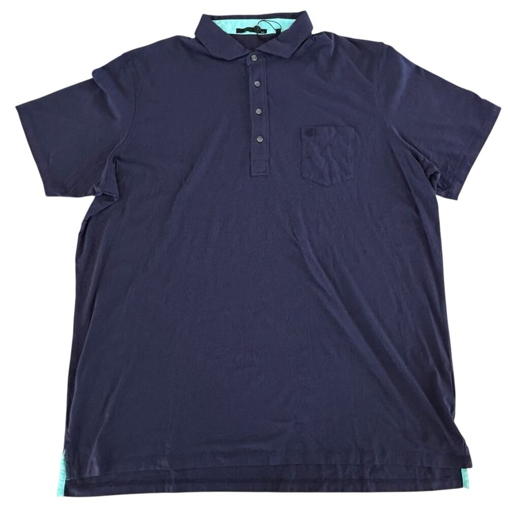 Greyson Pima Cotton Polo Shirt XXL Navy Blue Chest Pocket CC Logo NWT